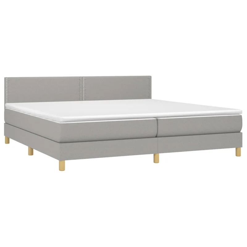 Cadre de lit LED avec sommier tête de lit matelas surmatelas 200x200 cm tissu gris clair TDL0207809