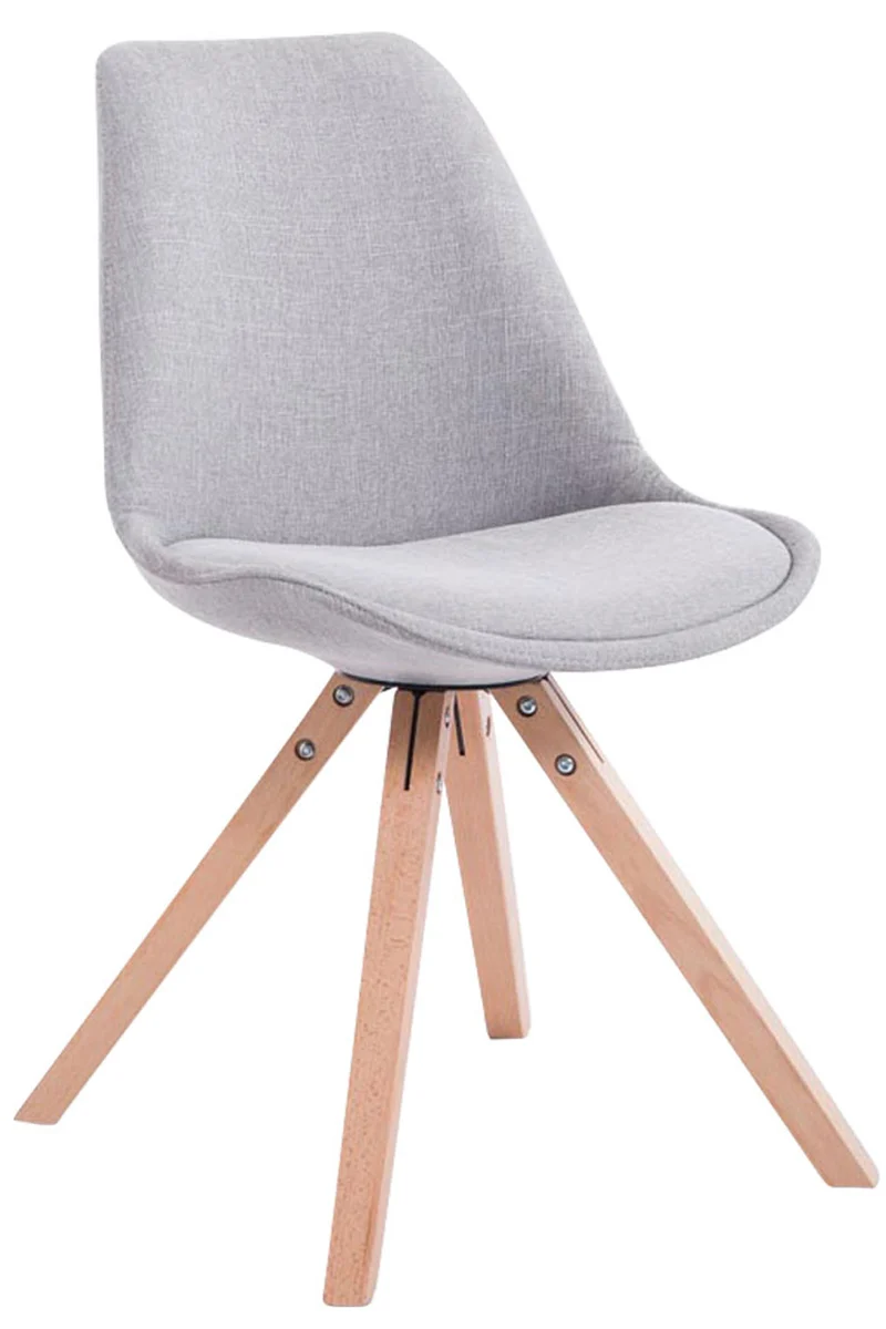 Chaise de salle à manger design scandinave en tissu gris et pieds en bois clair forme carré 10_0003459