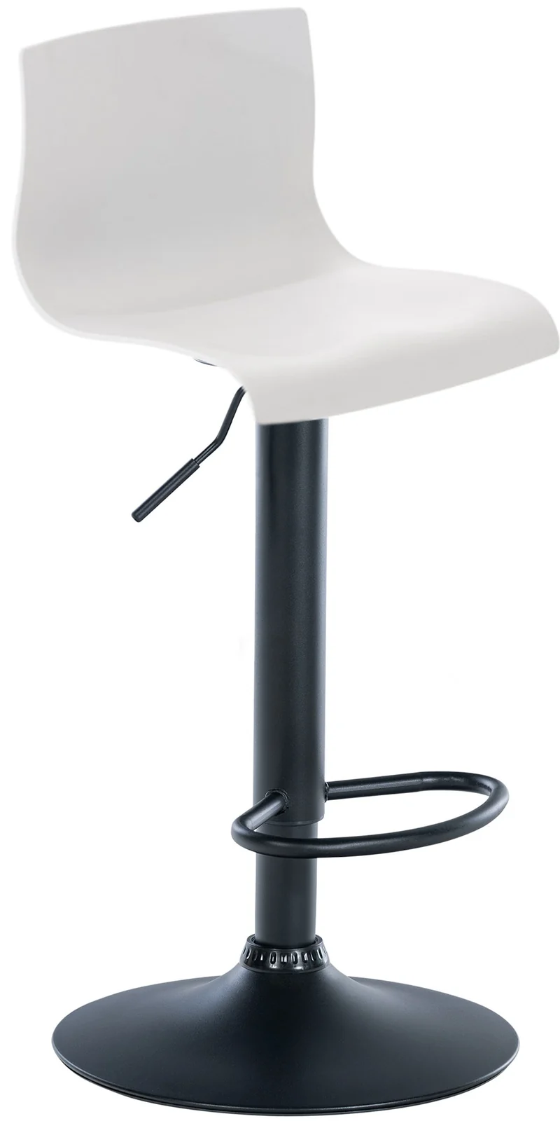 Tabouret de bar x1 avec repose-pieds pivotant dossier incurvé en plastique blanc et métal noir 10_0004932