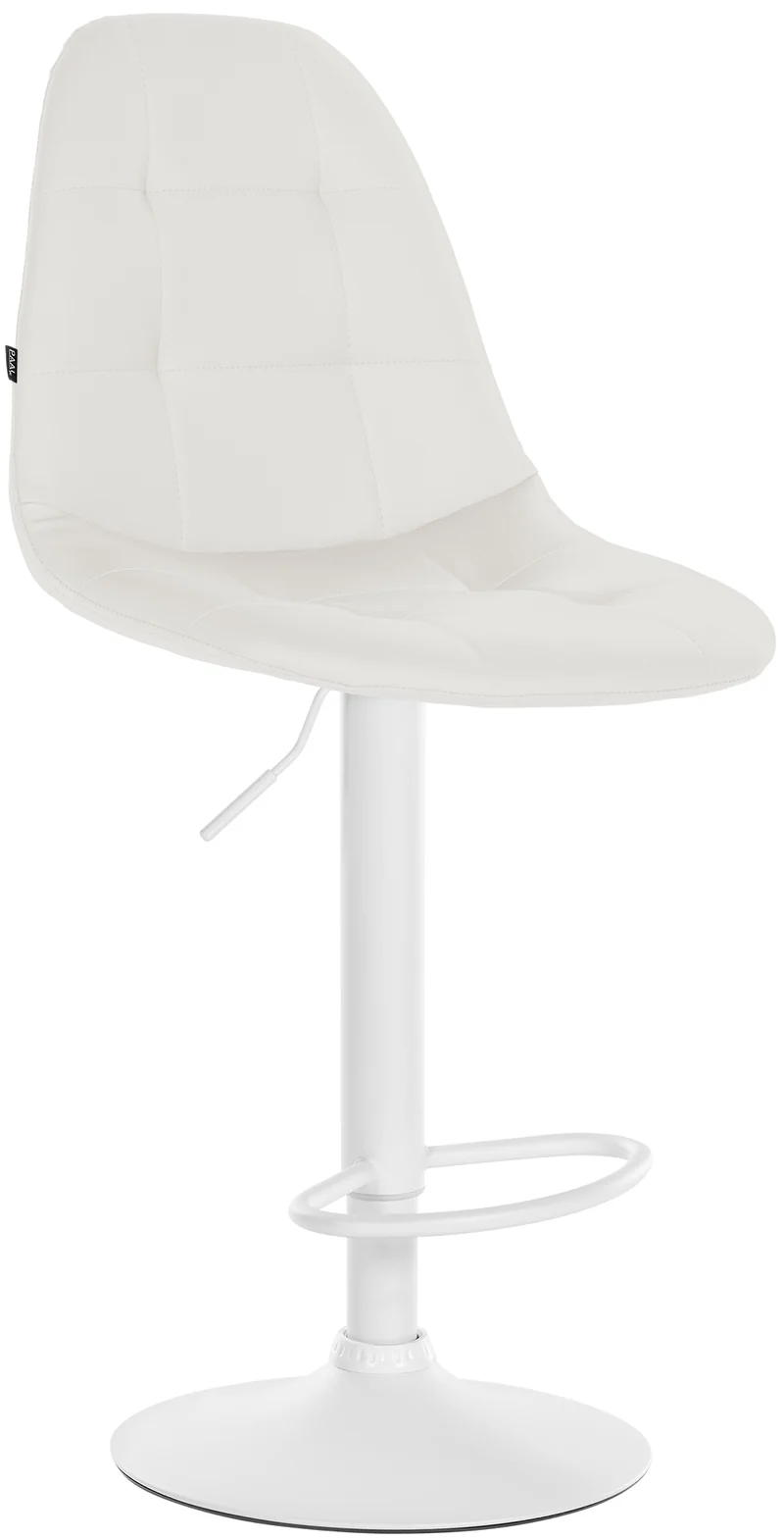 Tabouret de bar x1 avec repose-pieds hauteur réglable pivotant assise en PVC blanc cadre métallique blanc 10_0004835