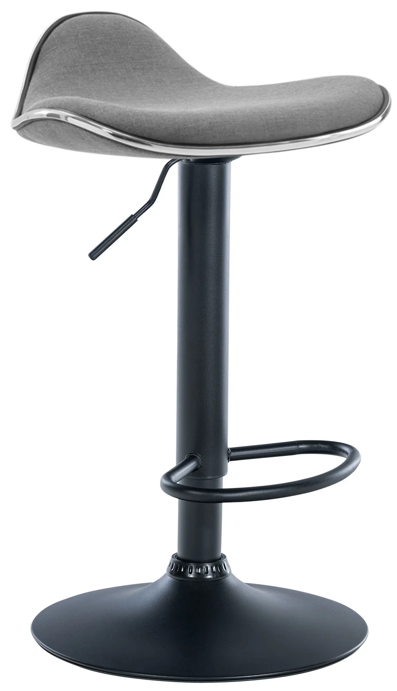 Tabouret de bar x1 assise ergonomique en tissu gris clair pied en trompette en métal noir 10_0005392