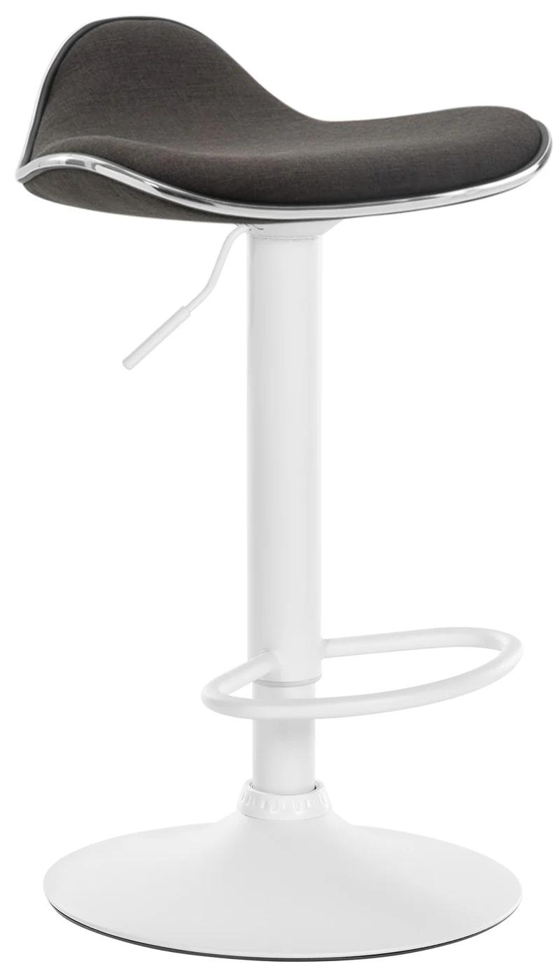 Tabouret de bar x1 assise ergonomique en tissu gris foncé pied en trompette en métal blanc 10_0005396