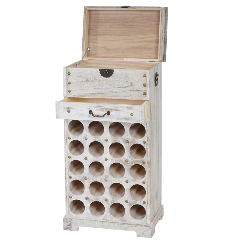 Etagère à vin pour 20 bouteilles blanc vieilli 94x48x31cm ETA04029