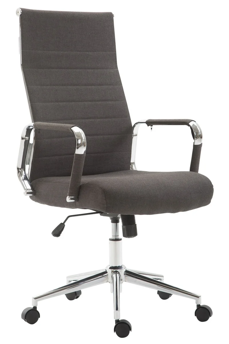 Fauteuil de bureau en tissu gris foncé avec assise rembourrée pivotant BUR10234