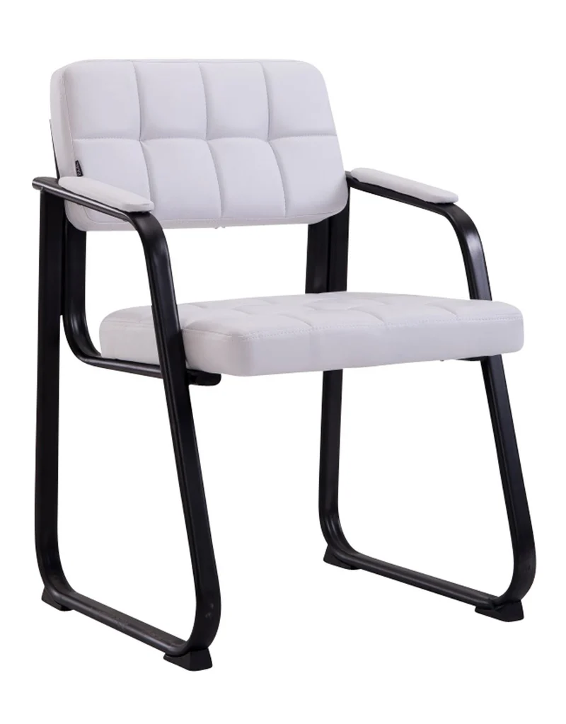 Chaise visiteur fauteuil de bureau sans roulette synthétique blanc BUR10231