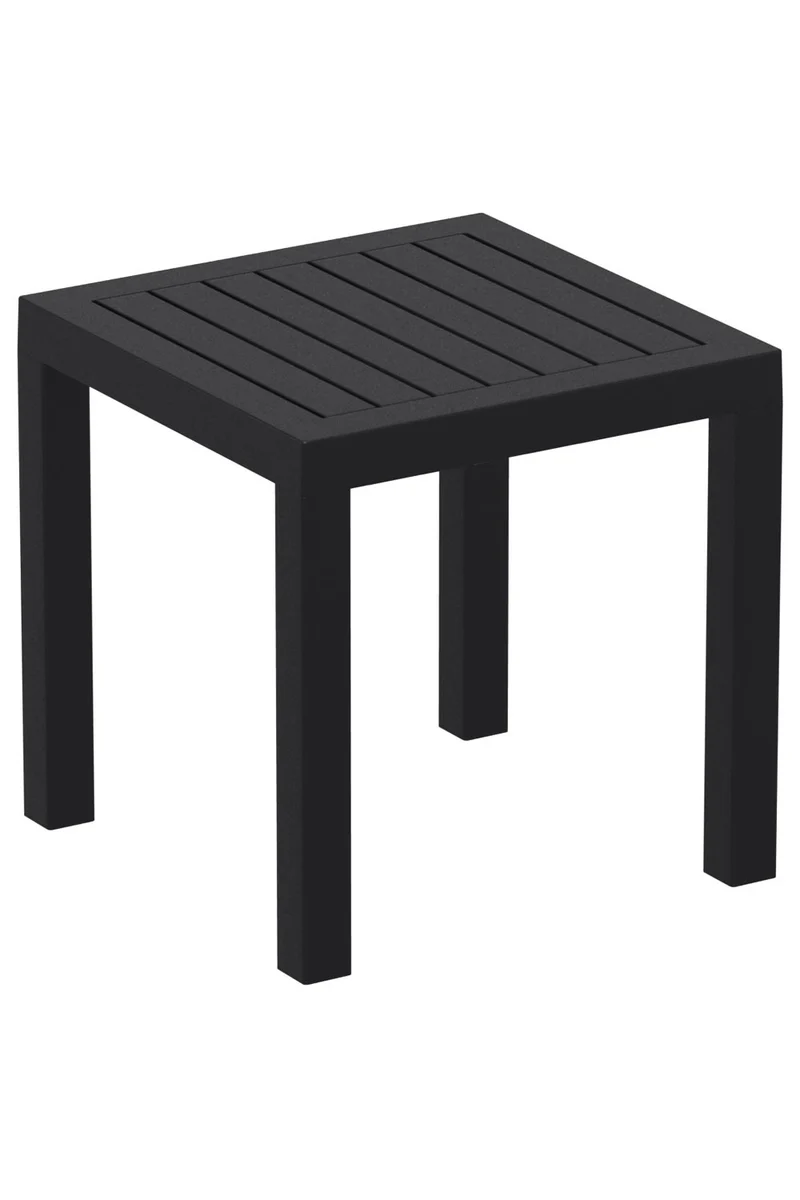 Petite table de jardin en plastique noir résistante aux intempéries 45x45x45 cm MDJ10203