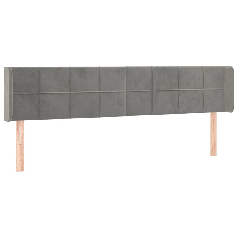 Tête de lit accessoire couchage chambre à coucher meuble à LED 183 x 16 x 78/88 cm tissu velours gris clair TDL0201332