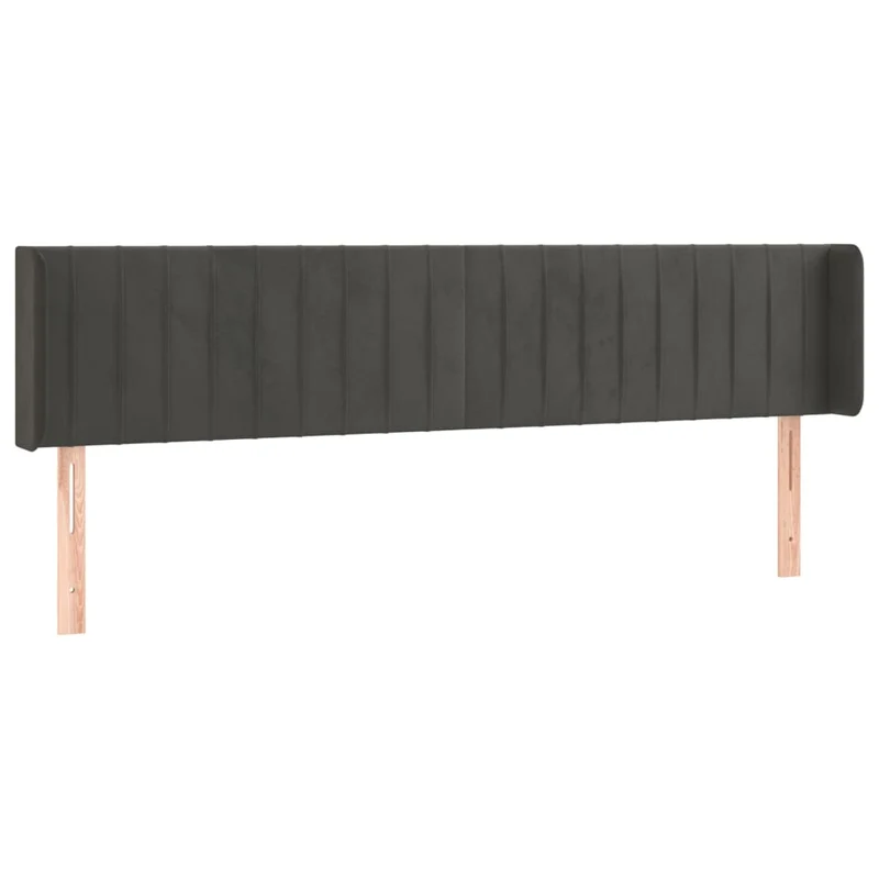 Tête de lit accessoire couchage chambre à coucher meuble à LED 203 x 16 x 78/88 cm tissu velours gris foncé TDL0201048