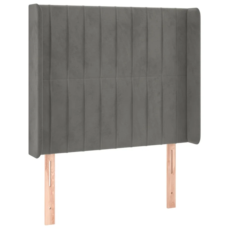 Tête de lit accessoire couchage chambre à coucher meuble à LED 103 x 16 x 118/128 cm tissu velours gris clair TDL0201430
