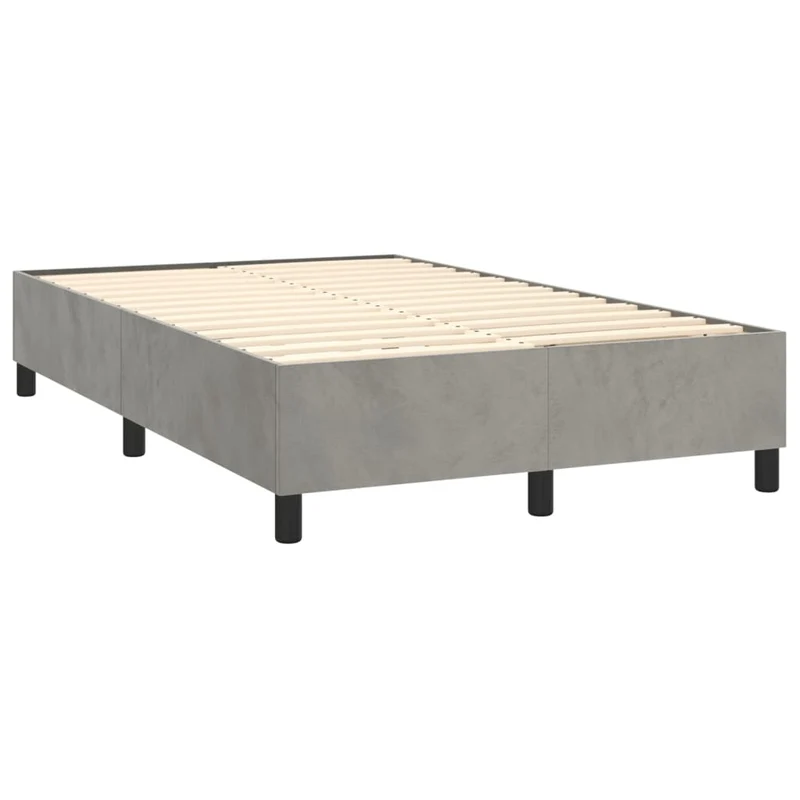 Sommier à lattes sur pieds cadre de lit 120x200 cm tissu velours gris clair TDL0207202