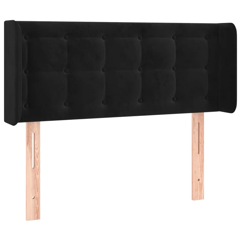 Tête de lit accessoire couchage chambre à coucher meuble avec rebord latéral capitonné 83 x 16 x 78/88 cm Tissu velours noir TDL0204445