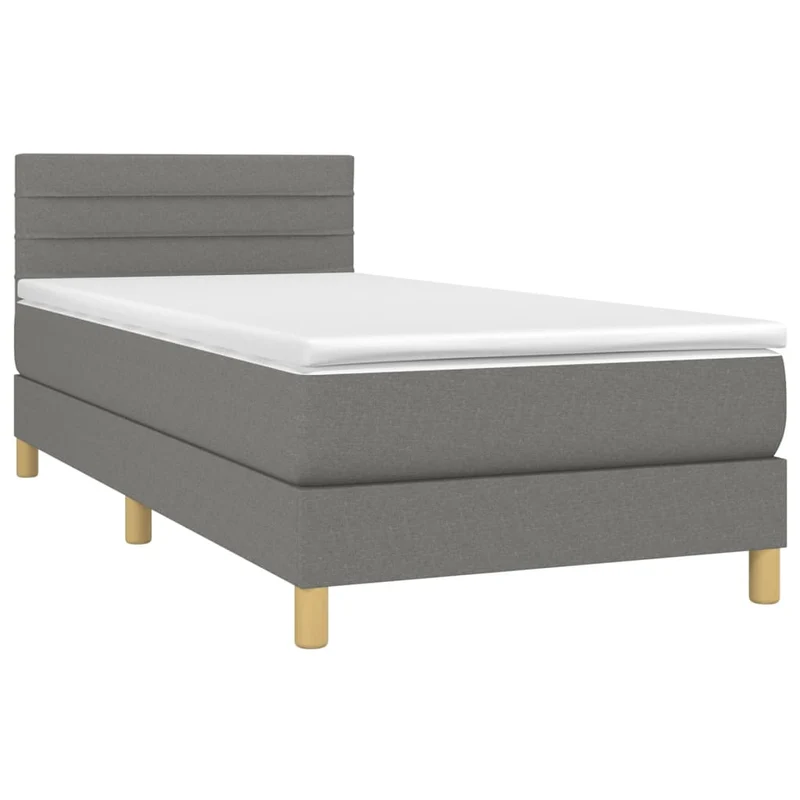 Cadre de lit LED avec sommier tête de lit matelas 100x200 cm tissu gris foncé TDL0208436