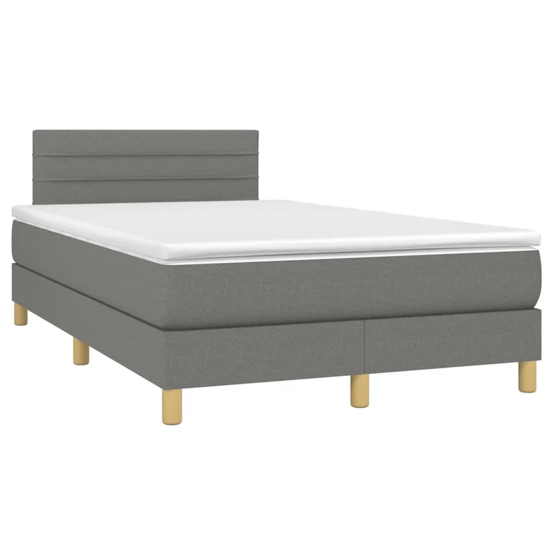 Cadre de lit LED avec sommier tête de lit matelas 120x200 cm tissu gris foncé TDL0208402