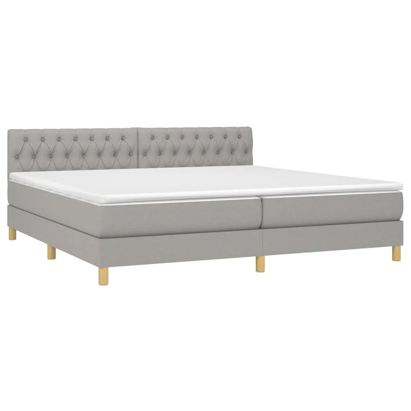 Cadre de lit LED avec sommier tête de lit matelas surmatelas 200x200 cm tissu gris clair TDL0207777