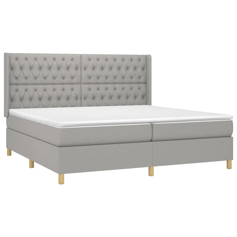 Cadre de lit LED avec sommier tête de lit matelas surmatelas 200x200 cm tissu gris clair TDL0207776