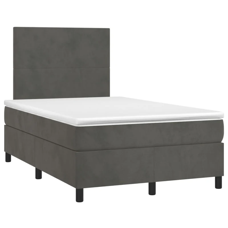 Cadre de lit LED avec sommier tête de lit matelas surmatelas 120x200 cm tissu velours gris foncé TDL0207733