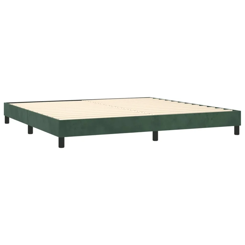 Sommier à lattes sur pieds cadre de lit 200x200 cm tissu velours vert foncé TDL0206878