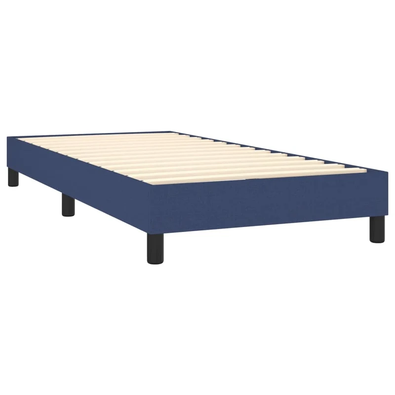 Sommier à lattes sur pieds cadre de lit 100x200 cm tissu bleu TDL0207348