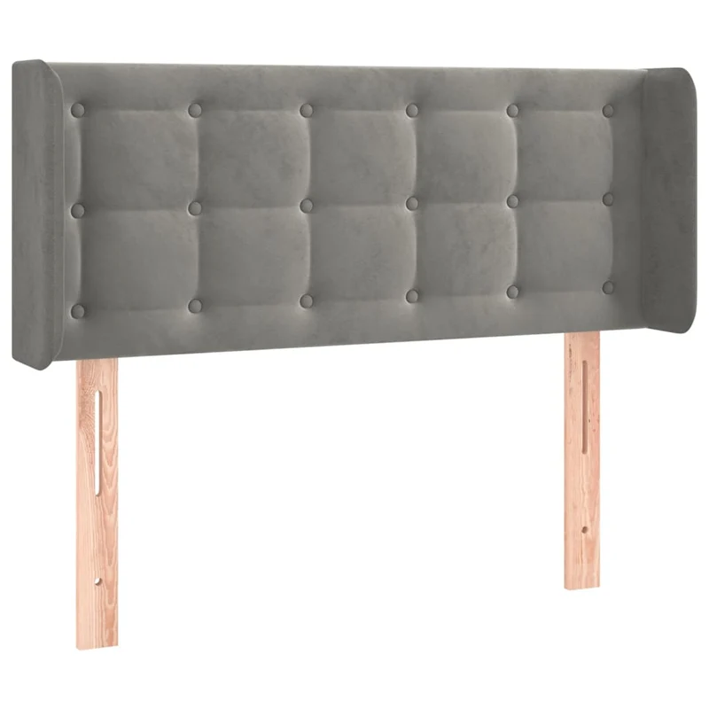 Tête de lit accessoire couchage chambre à coucher meuble avec rebord latéral capitonné 83 x 16 x 78/88 cm tissu velours gris clair TDL0205130