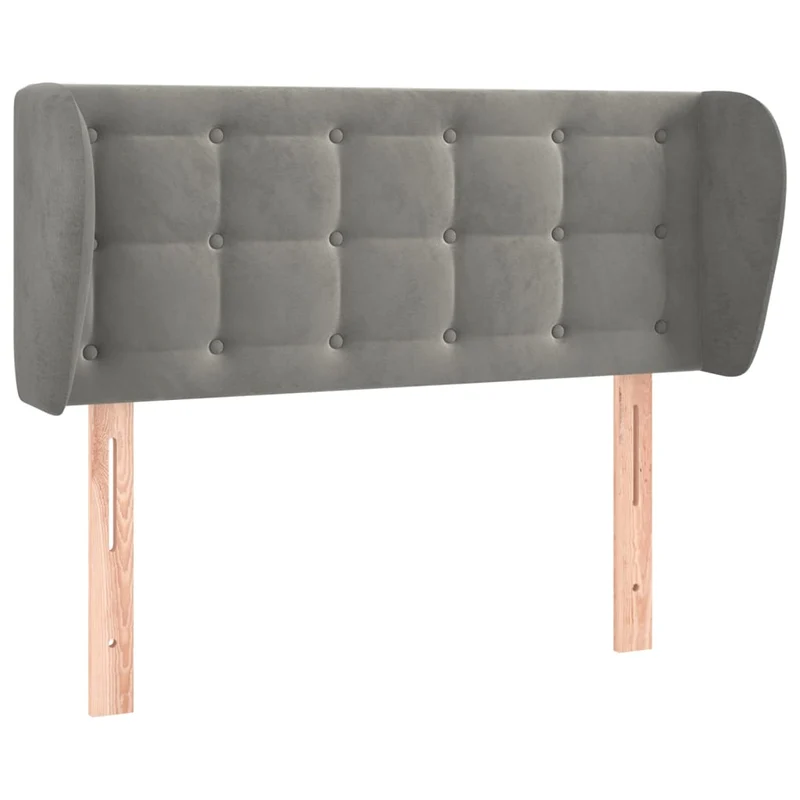 Tête de lit accessoire couchage chambre à coucher meuble avec rebord latéral capitonné 83 x 23 x 78/88 cm tissu velours gris clair TDL0205112