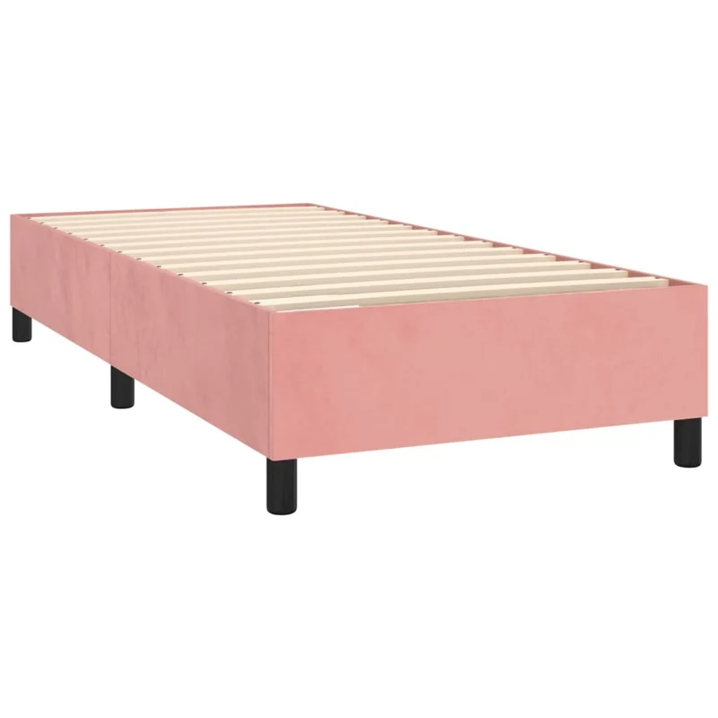 Sommier à lattes sur pieds cadre de lit 80x200 cm tissu velours rose TDL0206951