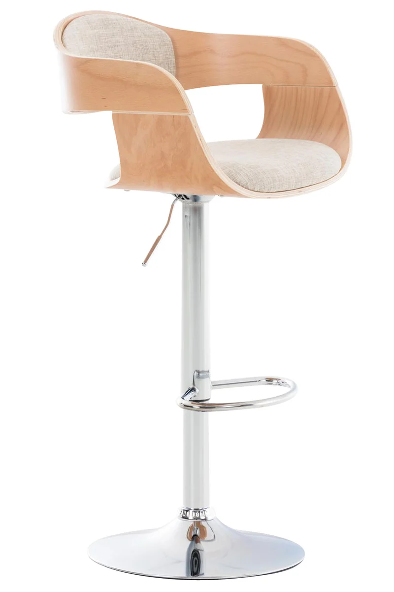 Tabouret de bar x1 design scandinave en tissu crème et structure en bois clair 10_0005050