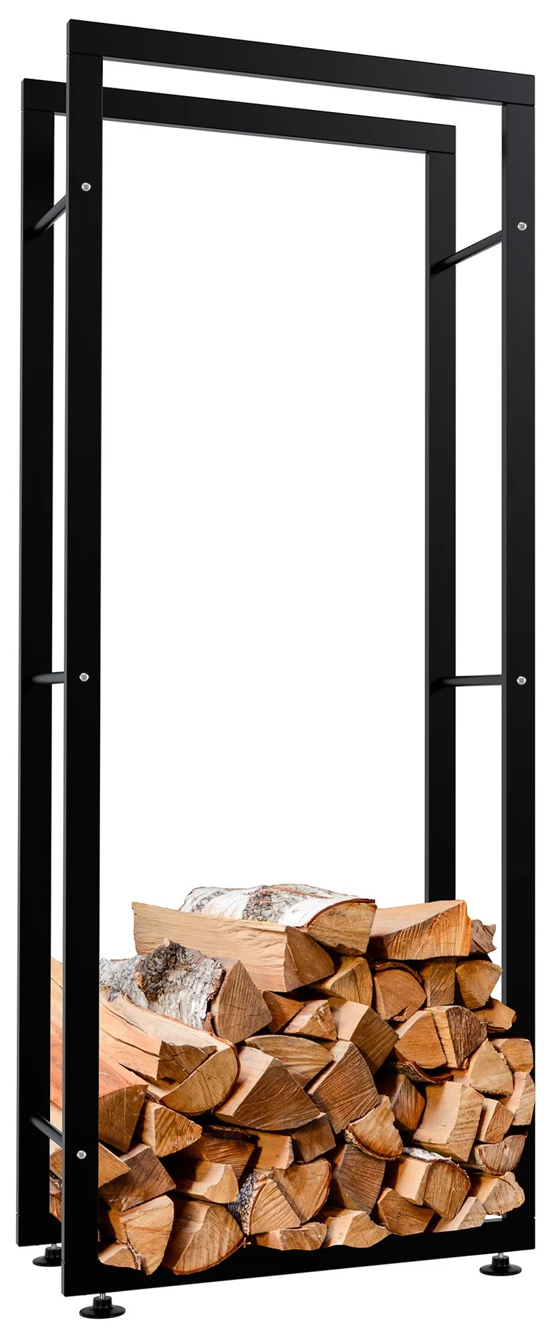 Range-bûches étagère support bois de cheminée 150x60x25 cm métal noir 10_0003556