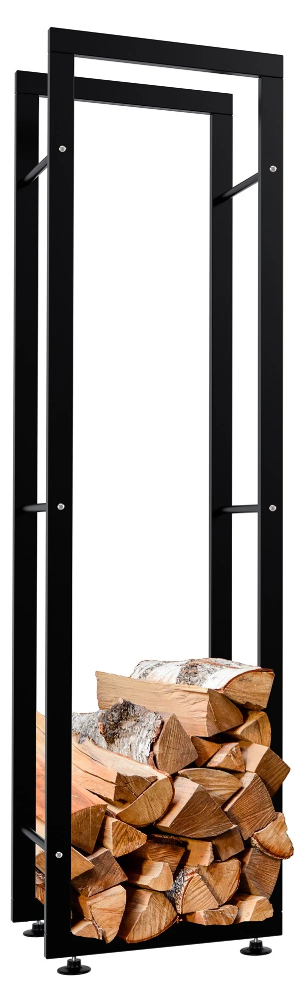 Range-bûches étagère support bois de cheminée 150x40x25 cm métal noir 10_0003554