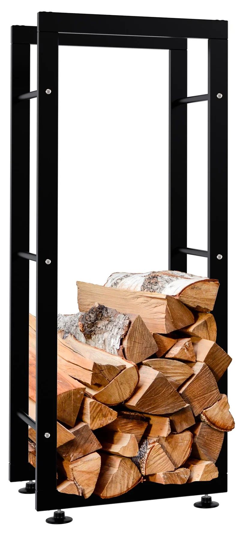 Range-bûches étagère support bois de cheminée 100x40x25 cm métal noir 10_0003553