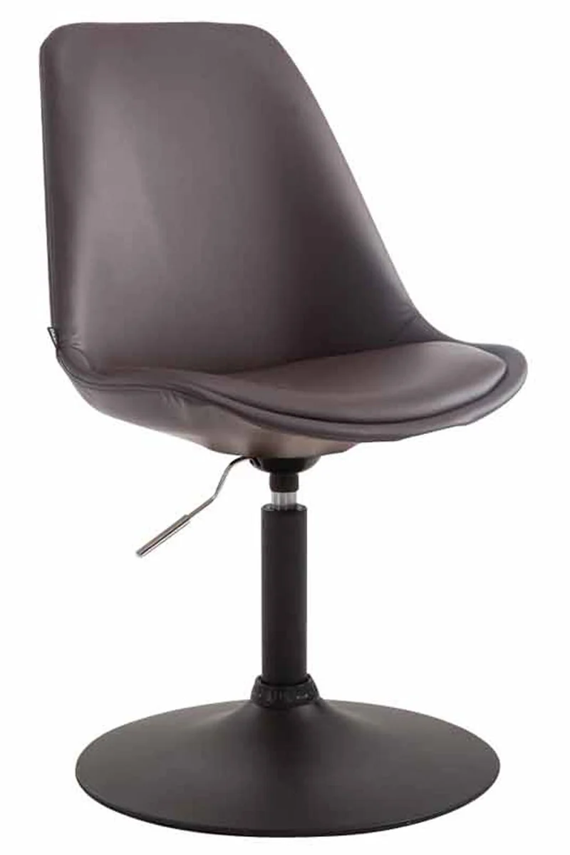 Chaise de salle à manger x1 pivotante hauteur réglable en PVC marron et pied trompette en métal noir 10_0003757