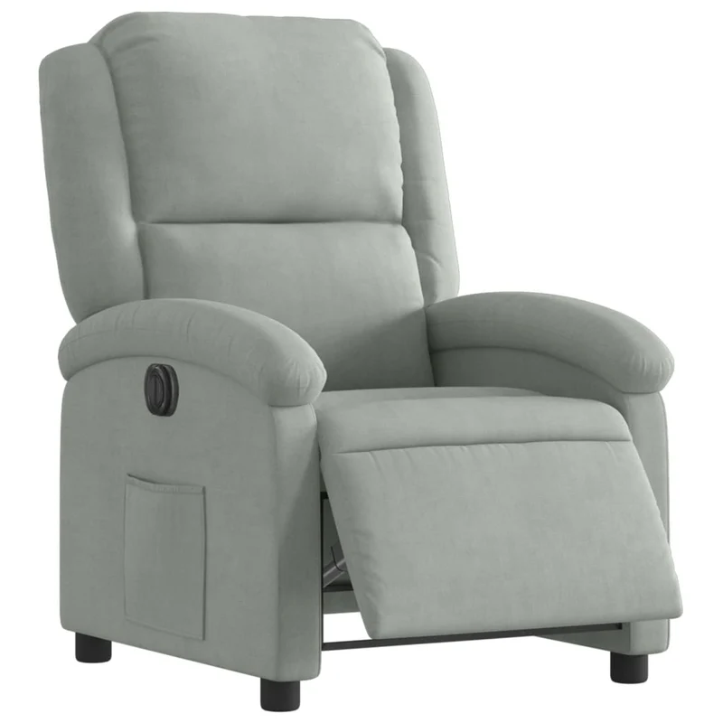 Fauteuil relax TV fonction de levage électrique très confortable en velours gris clair DEC028331