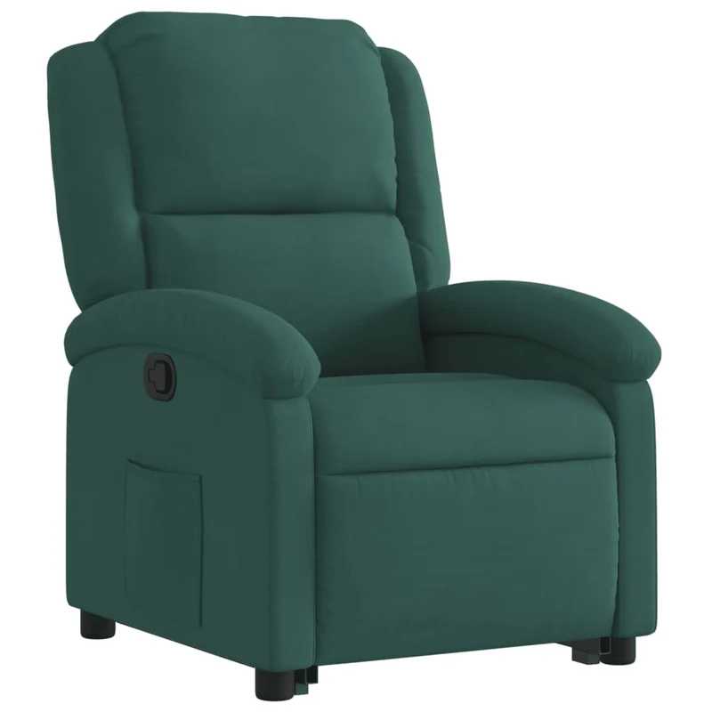 Fauteuil relax TV rembourrage confortable fonction de levage électrique en velours vert foncé DEC028233