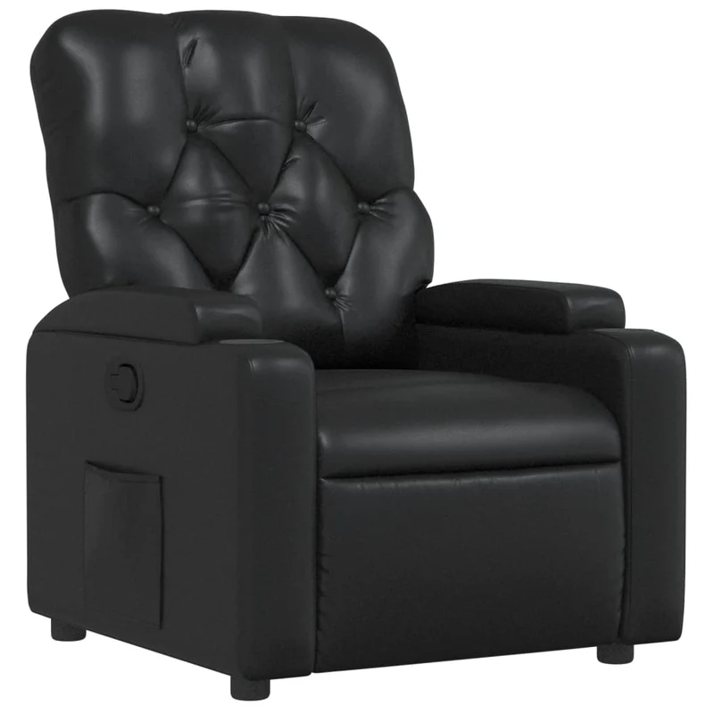 Fauteuil relax TV rembourrage confortable fonction d'inclinaison manuelle en PVC noir DEC028087