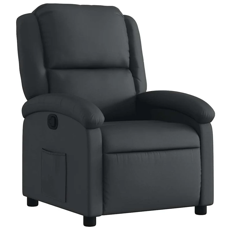 Fauteuil relax TV rembourrage confortable fonction d'inclinaison manuelle en cuir véritable noir DEC028064