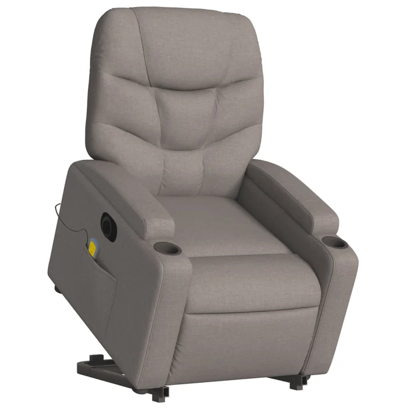 Fauteuil de relaxation fonction massage et inclinable en tissu taupe DEC027869