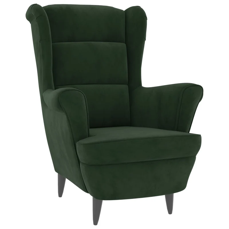 Fauteuil lounge design et moderne en velours vert foncé DEC028686