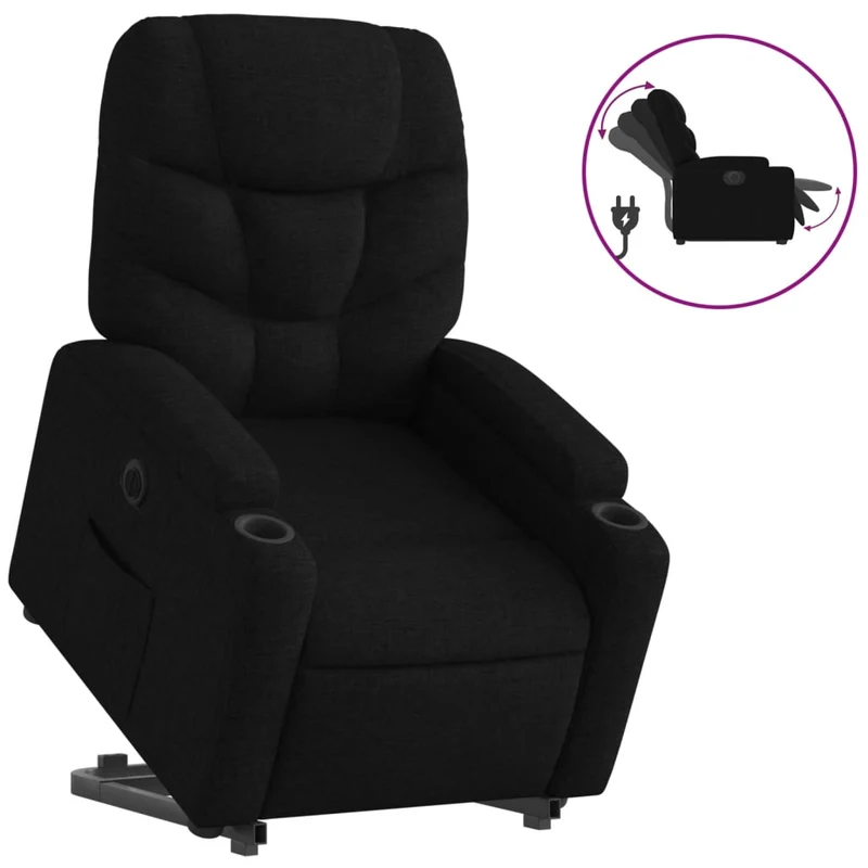 Fauteuil relax TV fonction de levage électrique très confortable en tissu noir DEC028505
