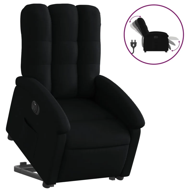Fauteuil relax TV fonction de levage électrique très confortable en tissu noir DEC028504