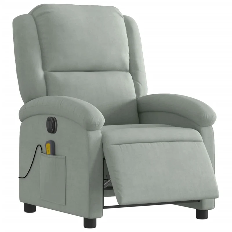 Fauteuil relax TV fauteuil inclinable de massage électrique très confortable en velours gris clair DEC028299
