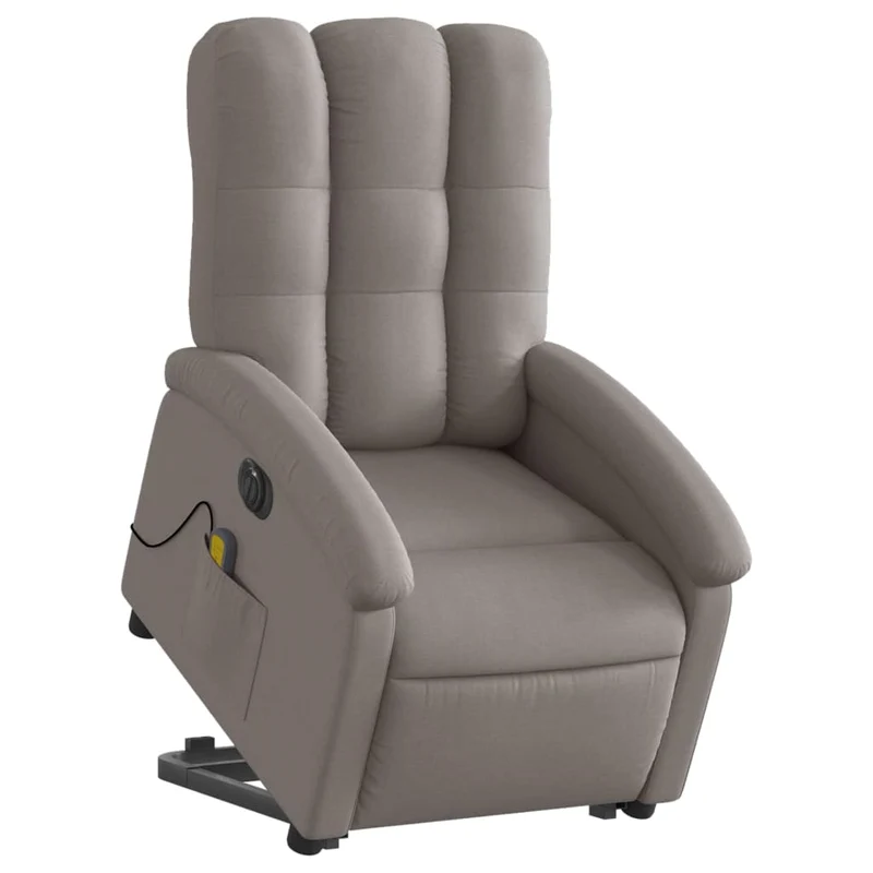 Fauteuil de relaxation fonction massage et inclinable fonction de levage électrique en tissu taupe DEC027861