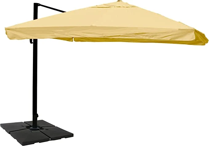 Parasol de restauration 3x4m (Ø5m) polyester/aluminium 26kg crème avec pied 04_0003334