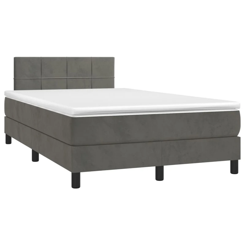 Cadre de lit LED avec sommier tête de lit matelas surmatelas 120x200 cm tissu velours gris foncé TDL0207736