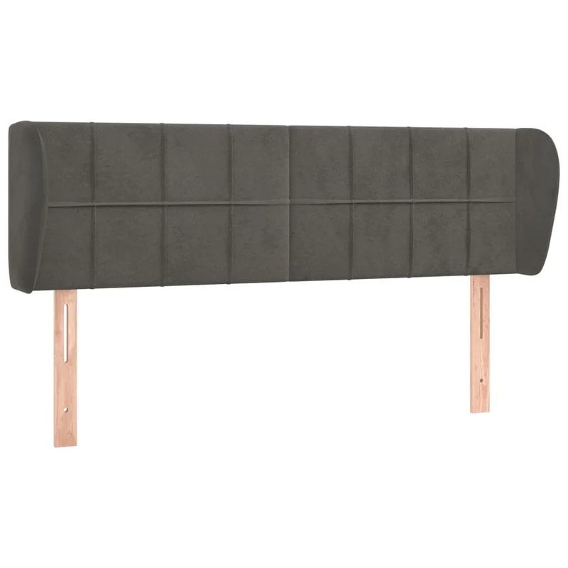Tête de lit accessoire couchage chambre à coucher meuble avec rebord latéral 147 x 23 x 78/88 cm tissu velours gris foncé TDL0204988
