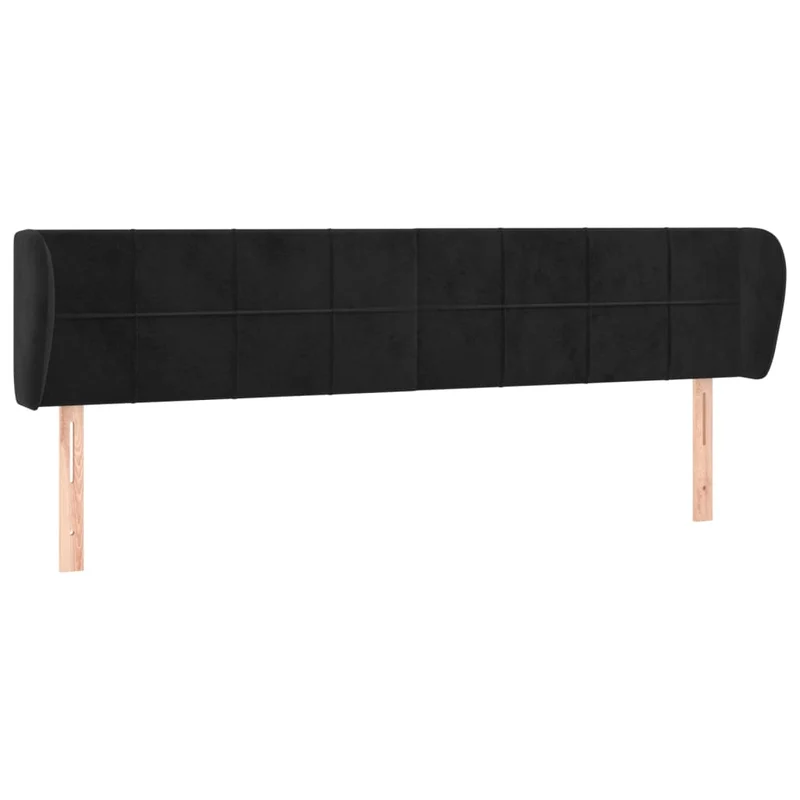 Tête de lit accessoire couchage chambre à coucher meuble avec rebord latéral 163 x 23 x 78/88 cm Tissu velours noir TDL0204517