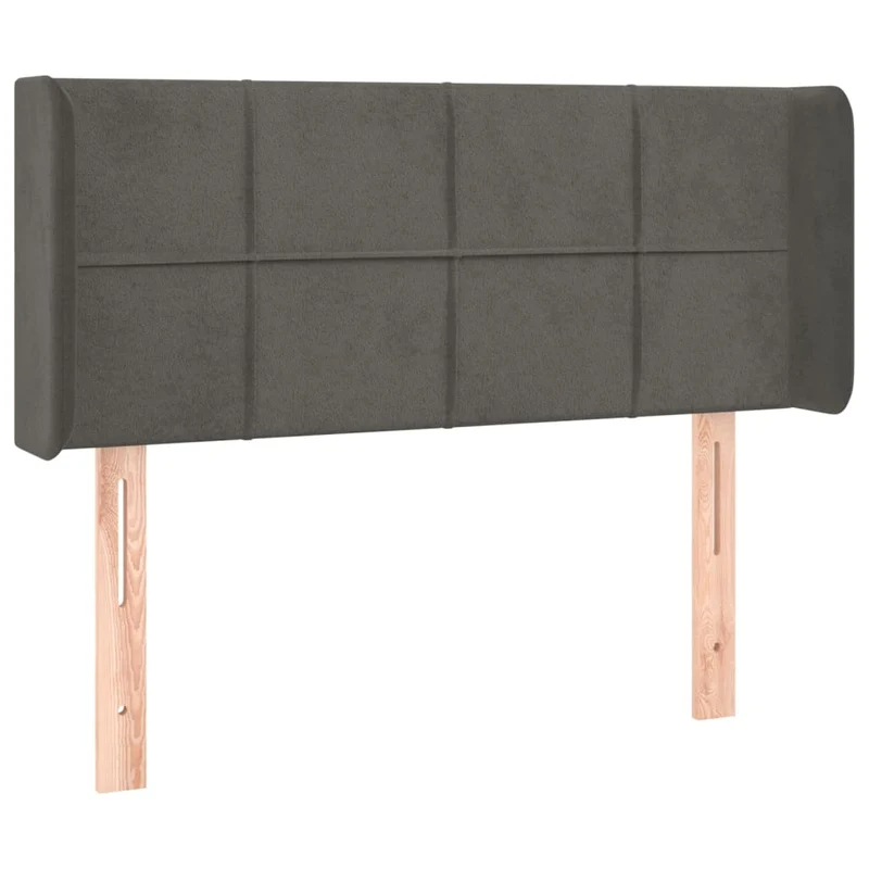 Tête de lit accessoire couchage chambre à coucher meuble avec rebord latéral 103 x 16 x 78/88 cm tissu velours gris foncé TDL0205058