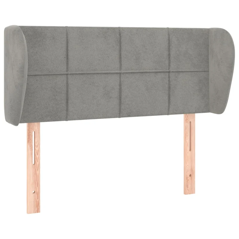Tête de lit accessoire couchage chambre à coucher meuble avec rebord latéral 93 x 23 x 78/88 cm tissu velours gris clair TDL0205079