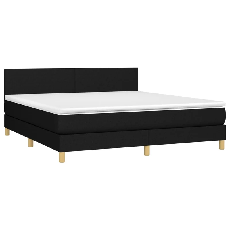 Cadre de lit LED avec sommier tête de lit matelas 160x200 cm tissu noir TDL0209189