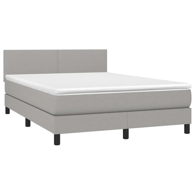 Cadre de lit LED avec sommier tête de lit matelas 140x200 cm tissu gris clair TDL0208528