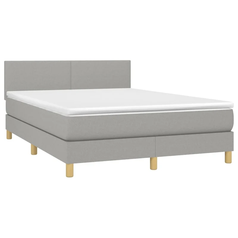 Cadre de lit LED avec sommier tête de lit matelas 140x200 cm tissu gris clair TDL0208514