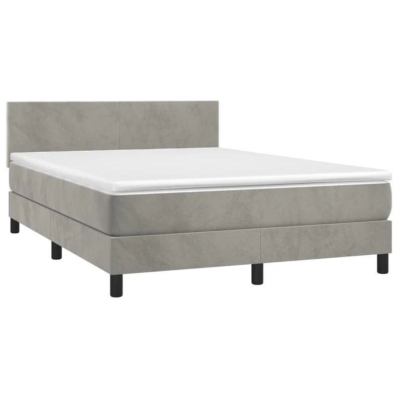 Cadre de lit LED avec sommier tête de lit matelas surmatelas 140x200 cm tissu velours gris clair TDL0207843